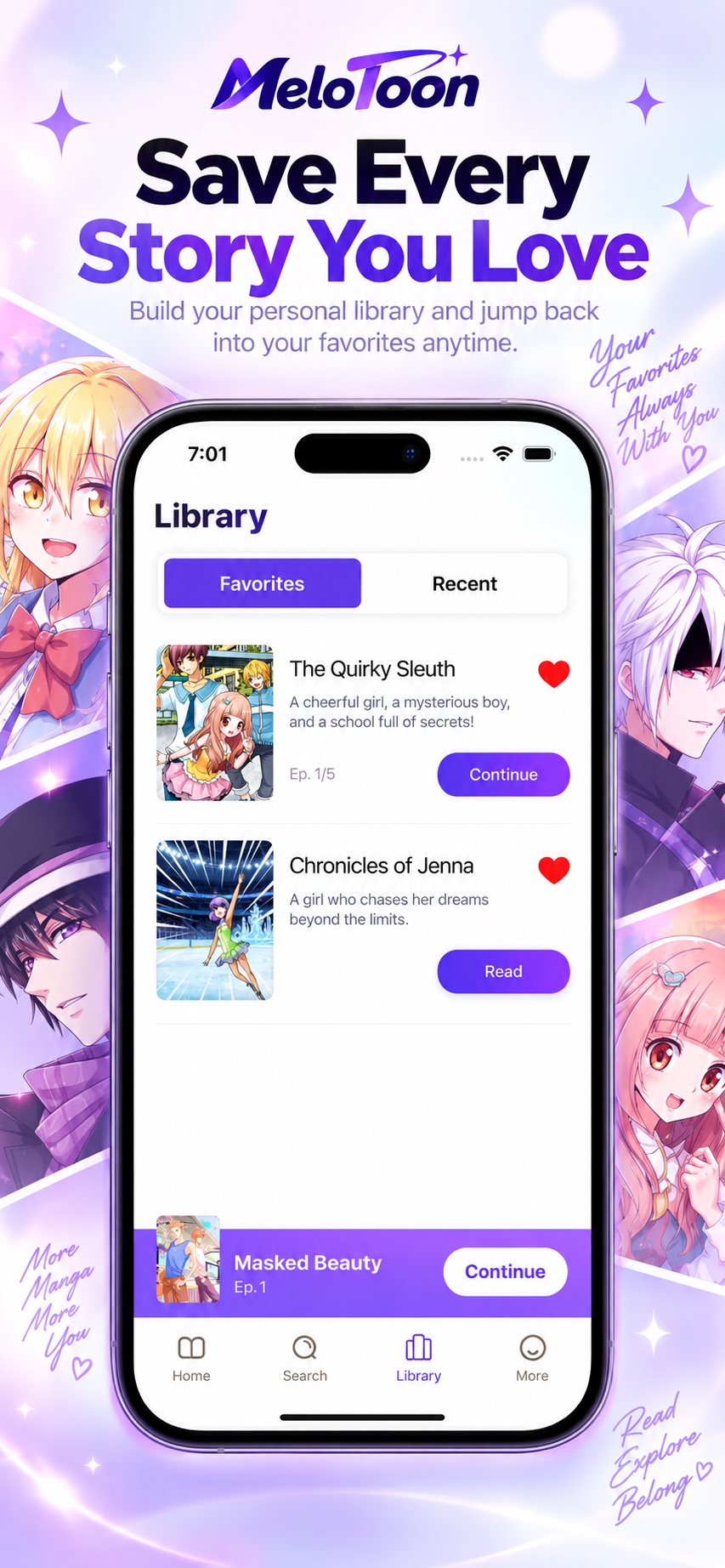 MeloToon favorites library