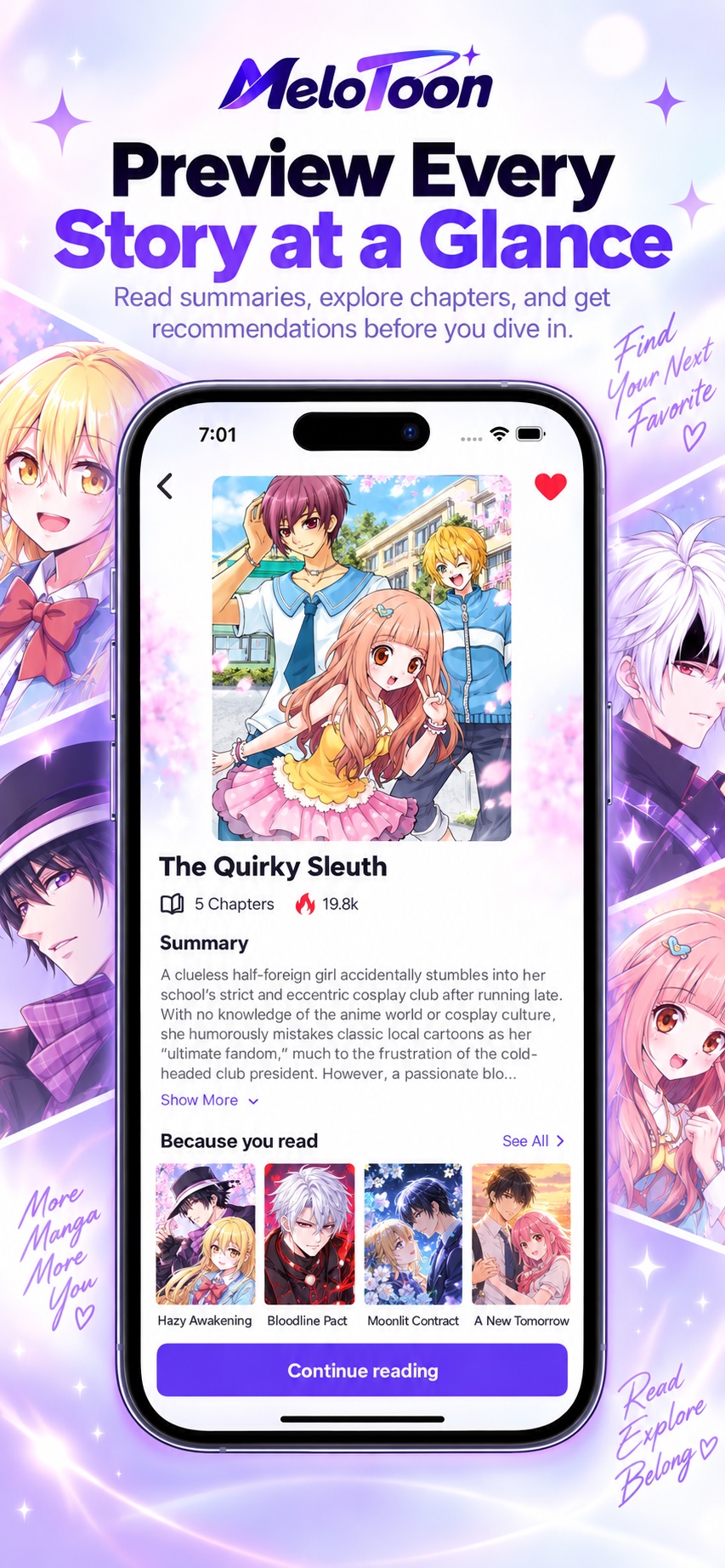 MeloToon story preview for The Quirky Sleuth